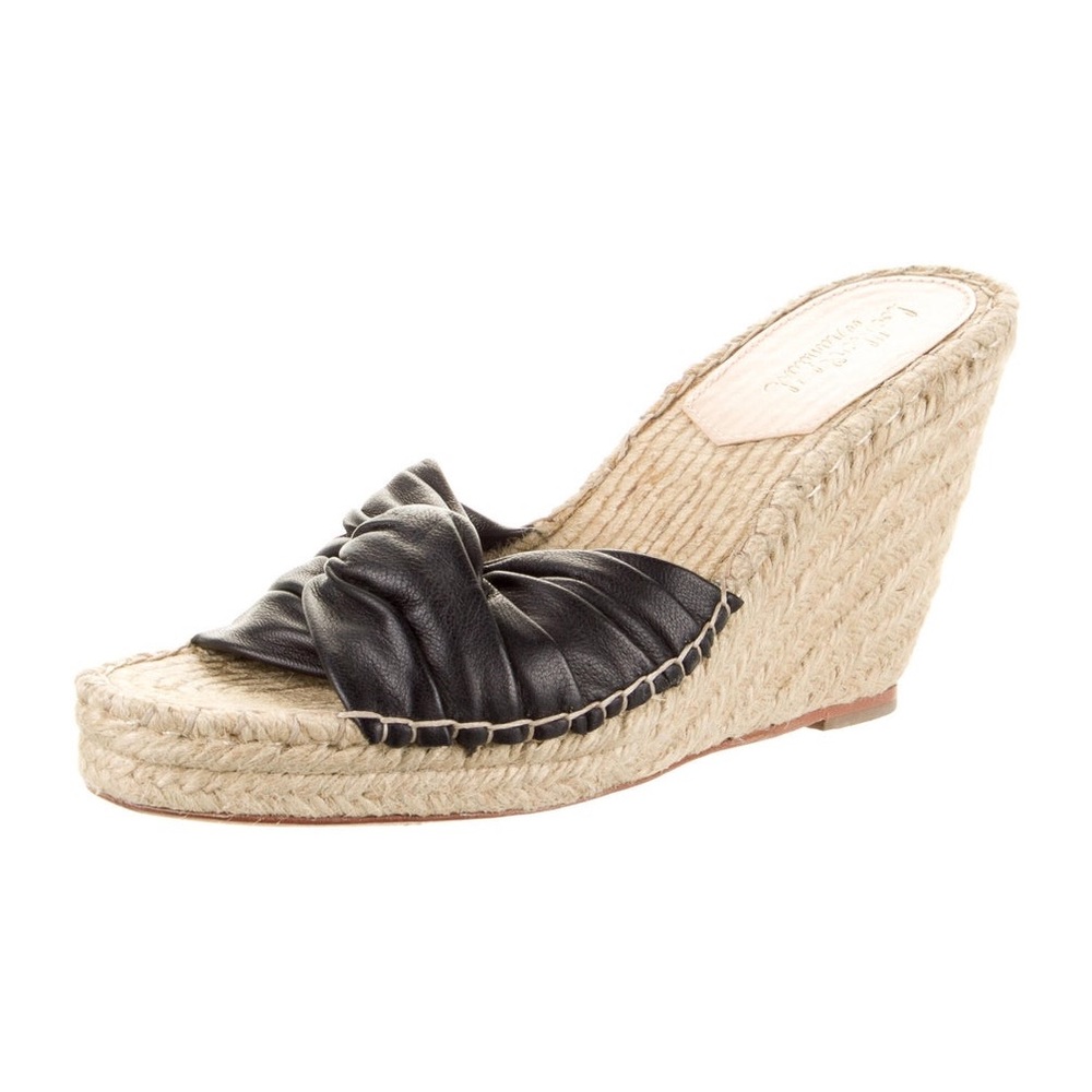 Loeffler Randall Leather Pleated Accents Espadrilles
